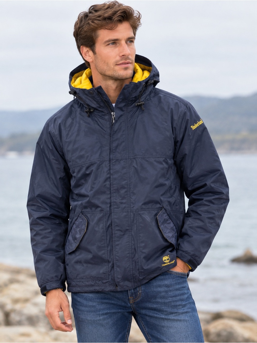 Timberland navy heavyweight outdoor windbreaker jacket M